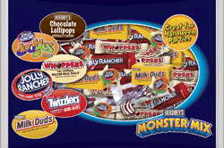 Hershey’s Monster Mix™ Snack Size Assortment (Hershey®’s Chocolate Lollipops, Jolly Rancher® Doubles Candy, Whoppers® Malted Milk Balls, Milk Duds® Candy, Twizzlers® Strawberry Mini-Bars and Jolly Rancher® Cherry Hard Candy Stix)